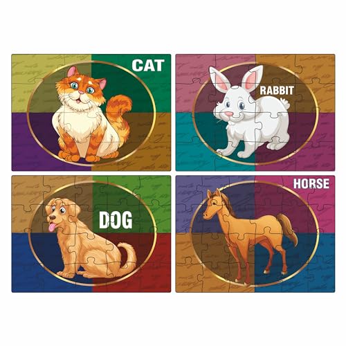 Image of Ankit Toys & Games Fix 'n' Learn Pet Animals Jigsaw Puzzle for Kids | Educational & Learning Toy for Kids Age 3 and Above | Boost Memory Skills | 72 Pieces Transport Puzzles (Set of 4 Puzzles in Box)