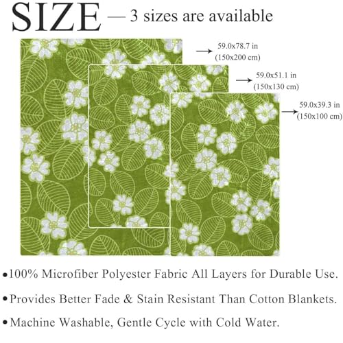 Plaid Fleuri Vert Couverture Chaude pour Soirée Cocooning Canapé - 5