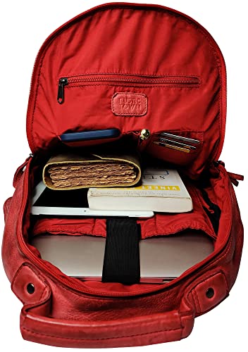Image of RUSTIC TOWN Leather Laptop Backpack for Women - Washed Leather Multipurpose Handbag, School College Bookbag Camping Daypack Fashion Shoulder Travel Bag