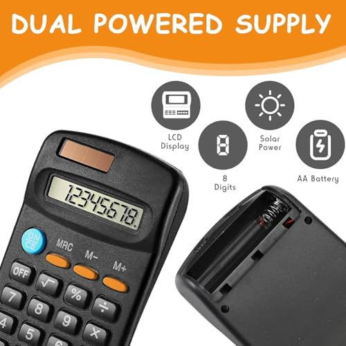 20 Stück Taschenrechner, Grundrechner mit 4 Funktionen, 8-stelliger Mini-Rechner, tragbar, für Studenten, Kinder, Schule, Zuhause, Büro, Buchhaltungswerkzeuge (schwarz)