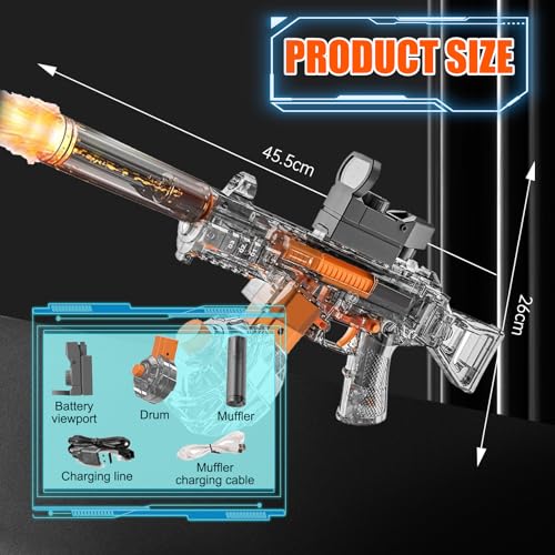 Elektrische Wasserpistole Mit Blitz Effekten, Automatische Hydroblaster Wasserpistole, Wiederaufladbarer Batterie Pistole, Für Kinder,Erwachsene Strandpool Wasserspaß Spielzeug (Schwarz)