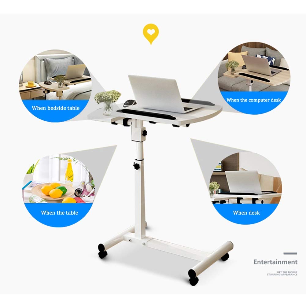 Tavolo Servitore Tavolino Mobile per Computer Tavolino Mobile per Laptop, Carrello da scrivania Portatile per Laptop con Superfici Inclinabili per Utenti Destrimani e Mancini Tavolo con Ruot