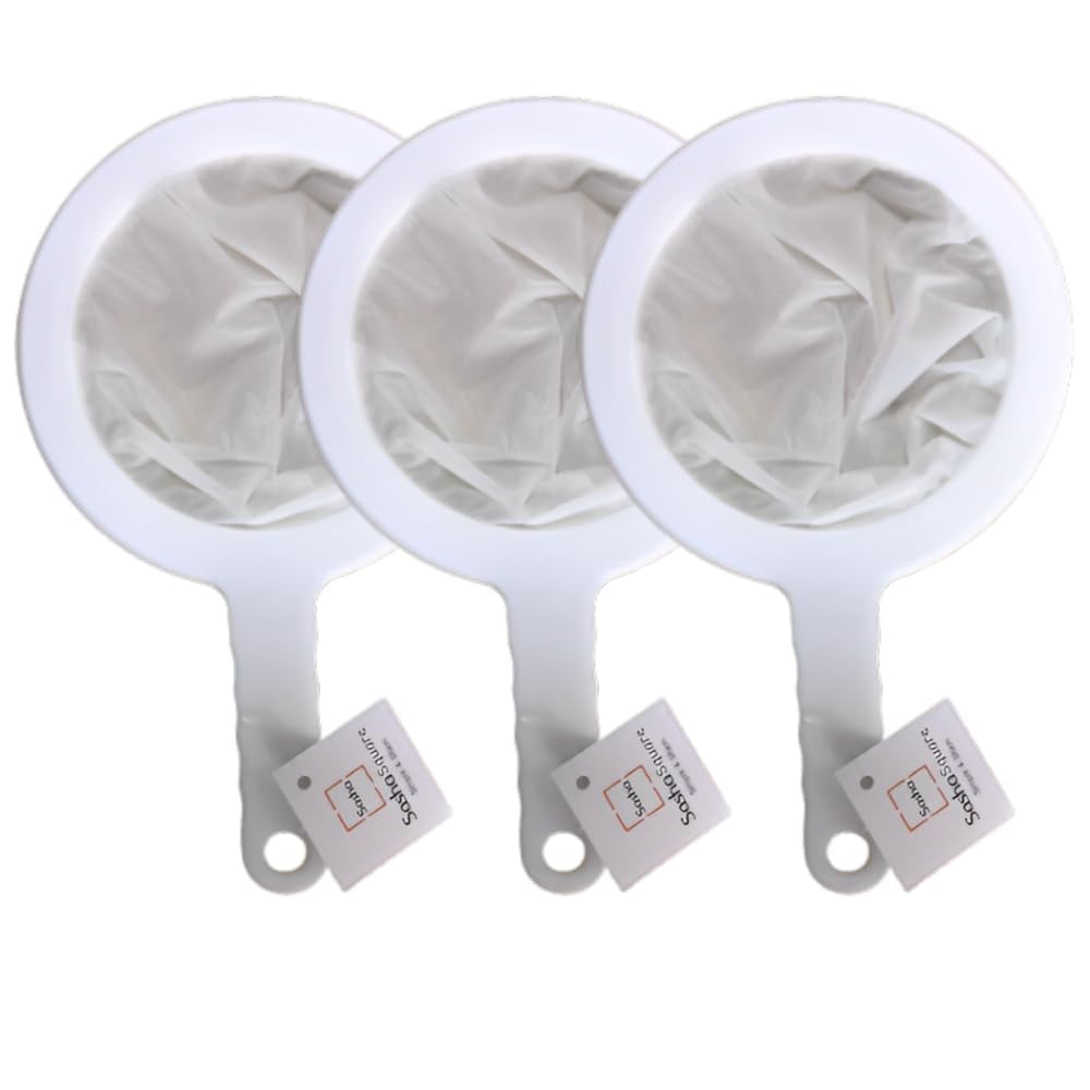 Sasha Square Kitchen Ultra-Fine Nylon Mesh Strainer Plastic Sieve Fine Mesh Filter Spoon For Soy Milk Coffee Filter Milk Yogurt Juice Kefir Honey coladores de cocina (Set of 3-100 + 200 + 400 Mesh)