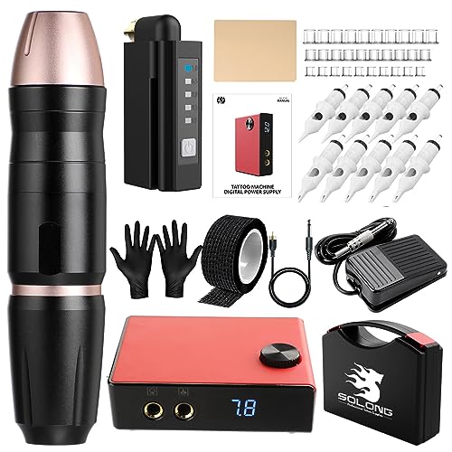 Solong Tattoo Kit de Máquina de Tatuaje de Doble Modo - Operación por Cable e Inalámbrica, 20 Agujas, Ideal para Profesionales y Principiantes, Diseño Ergonómico y Control Intuitivo Solong Tattoo Kit de Máquina de Tatuaje de Doble Modo - Operación por Cable e Inalámbrica, 20 Agujas, Ideal para Profesionales y Principiantes, Diseño Ergonómico y Control Intuitivo