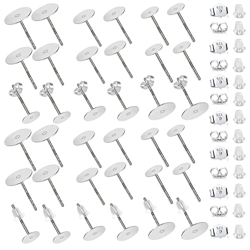 Earring Posts for Jewelry Making Flat Pad Hypoallergenic Earring Studs for DIY Earing Making(200 PCS)