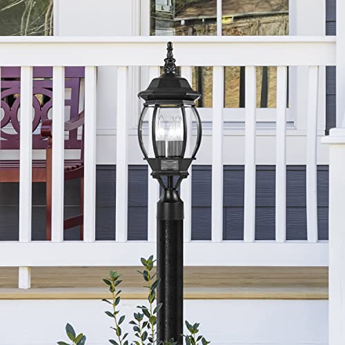 Image of Nuvo 60 /899, 3-Light Outdoor Post Lantern, Beveled Glass, Black