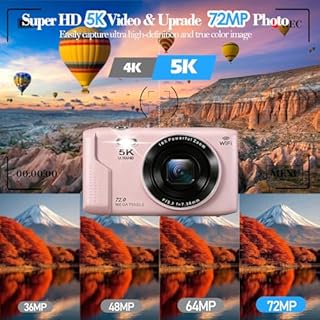 5K Digital Camera, Upgrade Autofocus 72MP Vlogging Camera Photo with 32G SD Card, 2.83'' Screen, 2 Batteries, 16X Zoom, WiFi Point and Shoot Digital Camera for Kids Adults Beginners