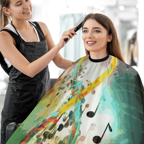 Capa para corte de cabello símbolo música impermeable miniatura 5