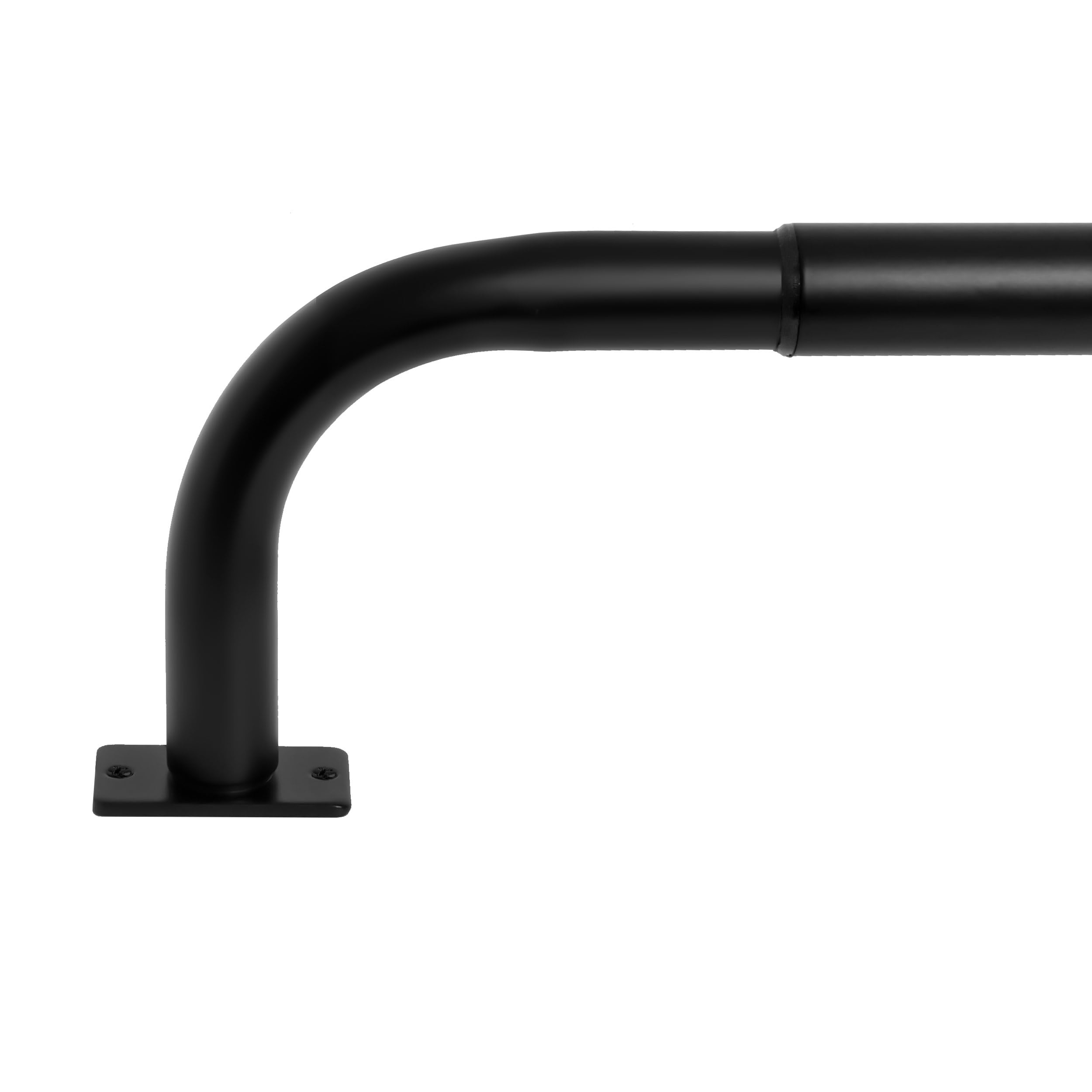 Meriville 1-Inch Diameter Wrap Around Blackout Curtain Rod, 48-Inch to 84-Inch, Black Finish