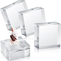 Vicenpal 4-Pack Clear Acrylic Square Display Risers 2x2x1 Inch - Polished Cube Stands for Jewelry Rings Collectibles Showcase