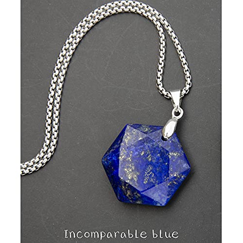 Genuine Lapis Lazuli Hexagram Star Necklace Healing Crystal Pendant, Adjustable Natural Gemstone Necklace Reiki Quartz Jewelry for Men Women2