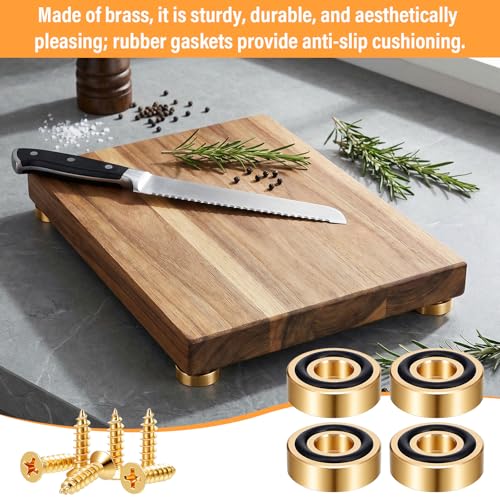 8 Pcs Patas de Latón para Tabla de Cortar con Almohadillas Antideslizantes miniatura 4