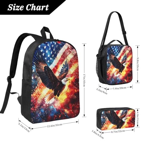 Eagle Backpacks 3 Pcs Fashion Casual Backpack with Fun Graphic Cartoon Print for Hiking Commuting2