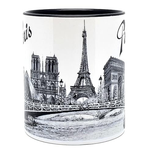 DESSAPT Arts - Mug Paris - Monuments de Paris - Mug Céramique 325ml - Tasse-cadeau unique avec les magnifiques paysages parisiens - Imprimé en France - Blanc...