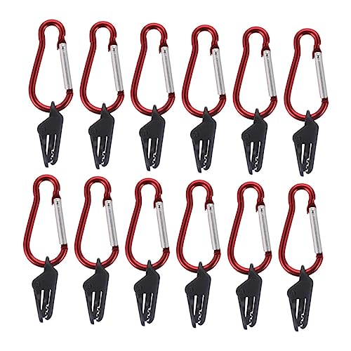 OSOLADY 12 Pack Tent Fixing Clips Alligator Clips Carabiner Tarpaulin Clamp Camping Tent Hardware for Tarp Outdoor Accessories