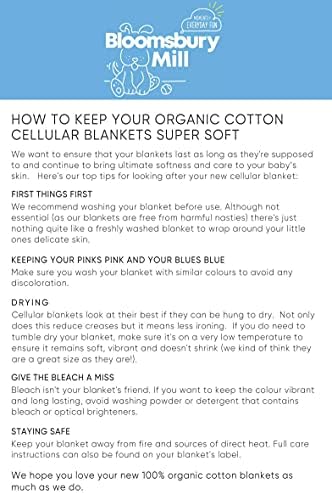 Bloomsbury Mill - Twin Pack - 100% Pure Organic Cotton - Extra Soft Cellular Baby Blankets - Swaddle Blanket - Baby Essentials for Newborn - Cot Bed / Pram / Travel / Moses Basket - Blue