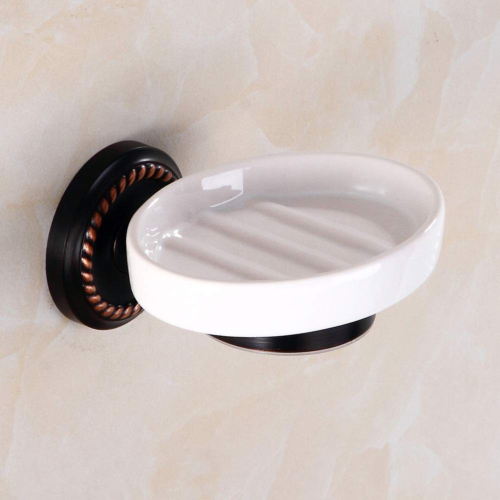 Porte-savon céramique et laiton massif noir style vintage chic