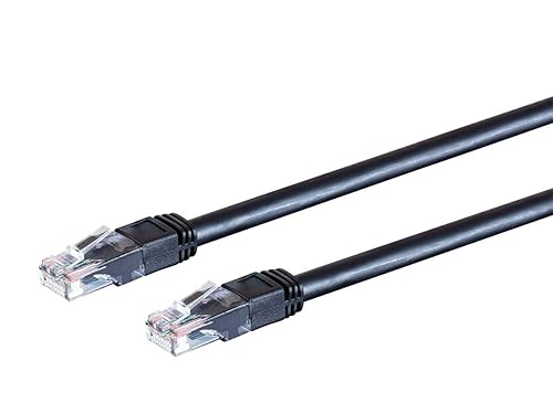 Monoprice Cable de conexión Ethernet Cat6, sin enganches, clasificación para exteriores, trenzado, 550 MHz, UTP, 24 AWG, 3 pies, negro - Serie
