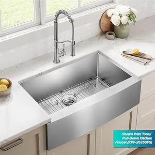 Kraus KHF200-33 Standart PRO Stainless Steel Sink 33 inch Farmhouse Apron Single Bowl 16 gauge