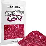 LEOBRO Red Glitter, 100g / 3.5 oz Holographic Fine Glitter for Crafts, Resin, DIY Jewelry Keychains Flowers Party Decorations, Holographic Plum Red
