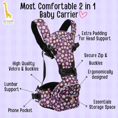 Image of My Giraffe Hippy Snug 2-in-1 Hip Seat Baby Carrier, Multi Wave