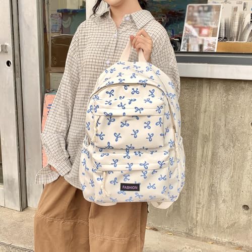 Bow Backpack Large Capacity Kawaii for Girls, Japanese Aesthetic Campus Bag, Laptop Backpack with Cute Accessories4