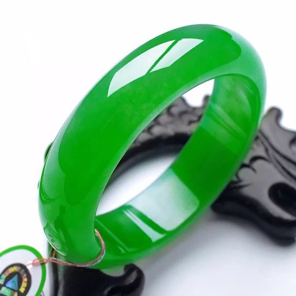 Bracciale rigido in vera giada verde naturale per donna Braccialetti imperatore Gioielli con confezione regalo certificato (dimensioni : 58mm)