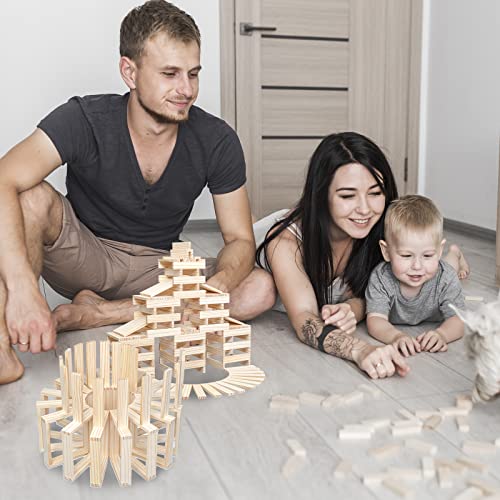 NiToy 200 Stück Holzbausteine, Kreative Montessori STEM Bauklötze aus Natur Kiefernholz, Sensorisches Spielzeug für Kinder, Bildungs-Lernspielzeug ab 1 Jahr, 3D Raumstapelspiele für Jungen und Mädchen