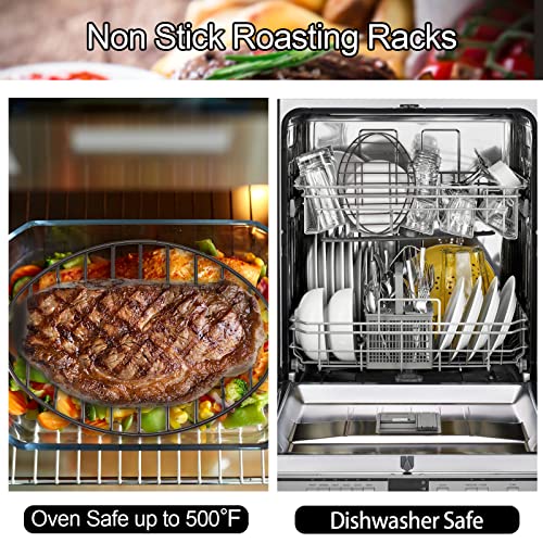 Fivebop 2 Pack Roasting Racks Oval Non Stick Stainless Steel Cooling Rack Grill Cooking Baking Grilling Roasting Steamer Rack Oven And Dishwasher Safe 12" X 8.5" #TOP3