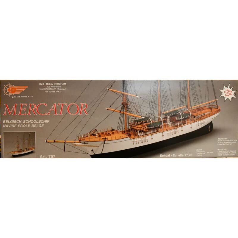 Generico - Mantua Model 757 - MERCATOR NAVE SCHULE BELGA - 1:120 - Modellbau Modellbausatz, Komplettes Montageset aus Holz und Metall zur Montage