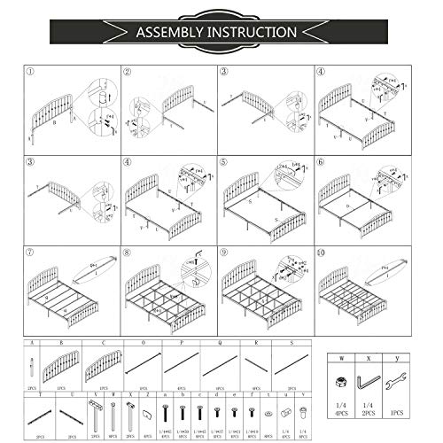 Albearing Metal Bed Frame Queen Size With Headboard And Footboard Mattress Foundation No Box Spring Needed With Steel Slat Support(Queen,Black) #TOP5