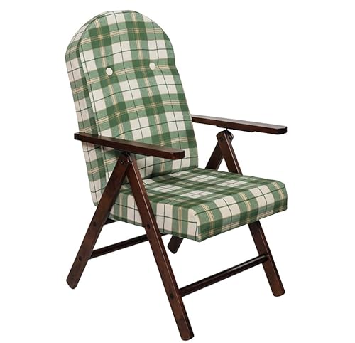 MA MAISON Poltrona Relax Imbottita 4 Posizioni 147x65x16cm -Regolabile, Reclinabile, Poggioli, Tessuto, Soggiorno, Riposo, Casa, Esterno, Veranda- Struttura Legno di Faggio (Verde Scozzese - Noce)