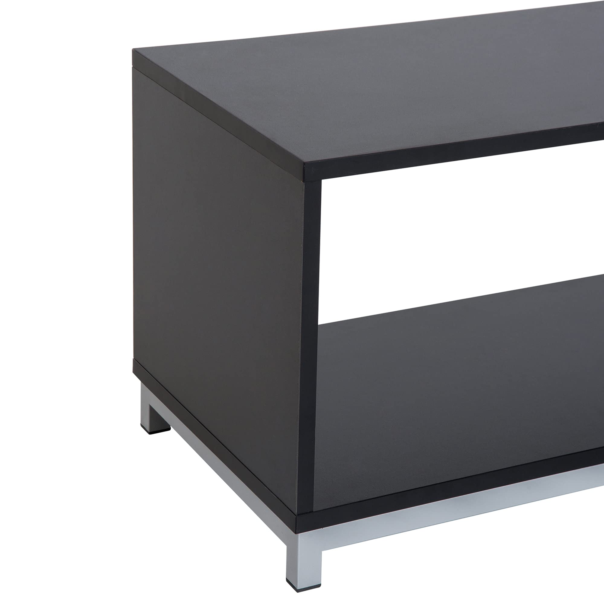 HOMCOM Mobile TV Moderno con Ripiano in Legno, Mobiletto Tavolino Basso da Salotto 114x40x40.5cm, Nero