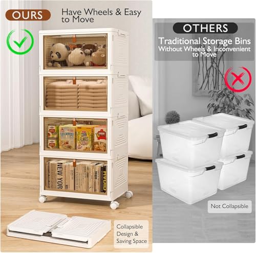 Image of SavvyStor Storage Boxes with Lid - Storage Boxes with 1 Lid 23L, 4-Tier Plastic Storage Box with Lid, Plastic Storage Drawers, Stackable Storage Boxes,Storage Organiser for Bedroom Living Room