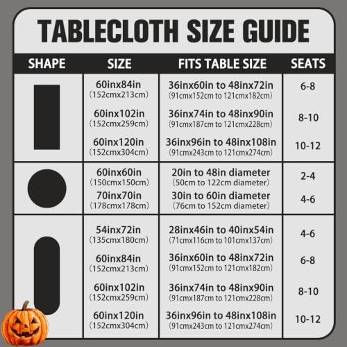 shuownshg Round Halloween Tablecloth 60x60 Inch, Dots Bow Pumpkin Spider Web Bat Table Cloth, Waterproof Wrinkle Resistant Table Cover for Halloween Decorations Decor by shuownshg - Used condition - Image 6