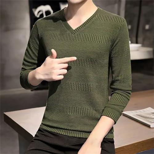 Mens Wool Sweater Long Sleeves Knit Pullover V Neck Slim Fit Lightweight Soft Jumper Top4
