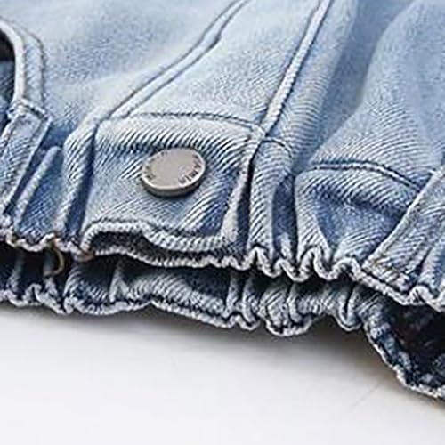 Baggy Wide Leg Denim Pant for Girls Elastic Waistband Straight Leg Jeans Fall High 𝐑ise Casual Trouser with Pokets3