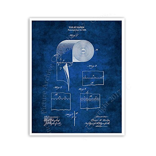 Gnosis Picture Archive Bathroom Posters Set Of 4 Art Prints Unframed Toilet Paper Roll Toilet Seat Blueprint #TOP2