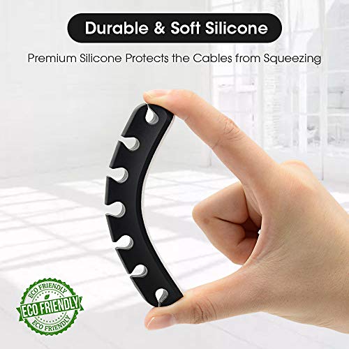 2 Pack Cable Organizer Clips, Cable Management Cord Holder Self Adhesive Silicone Wire Holders for Organizing USB Charging Cable/Power Cord/Mouse PC Desktop Travel Home Office Car-Black - Thumbnail 6