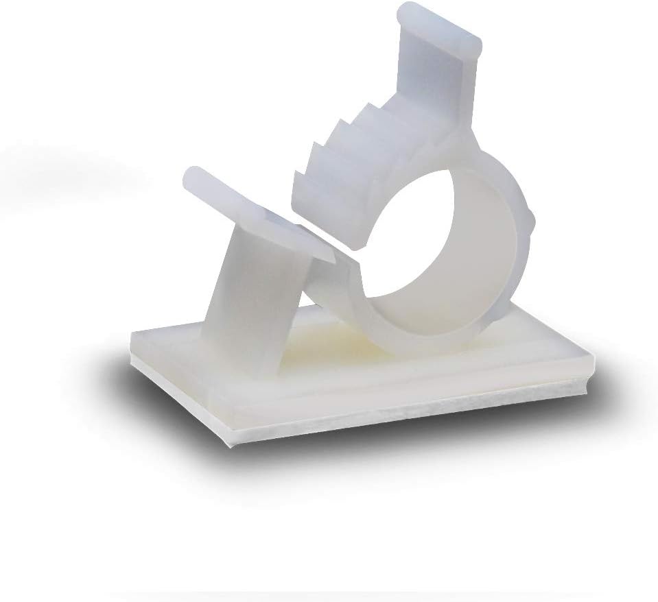 XL Adjustable Cable Clips Adhesive Nylon Wire Clamps, White, 25 Pack