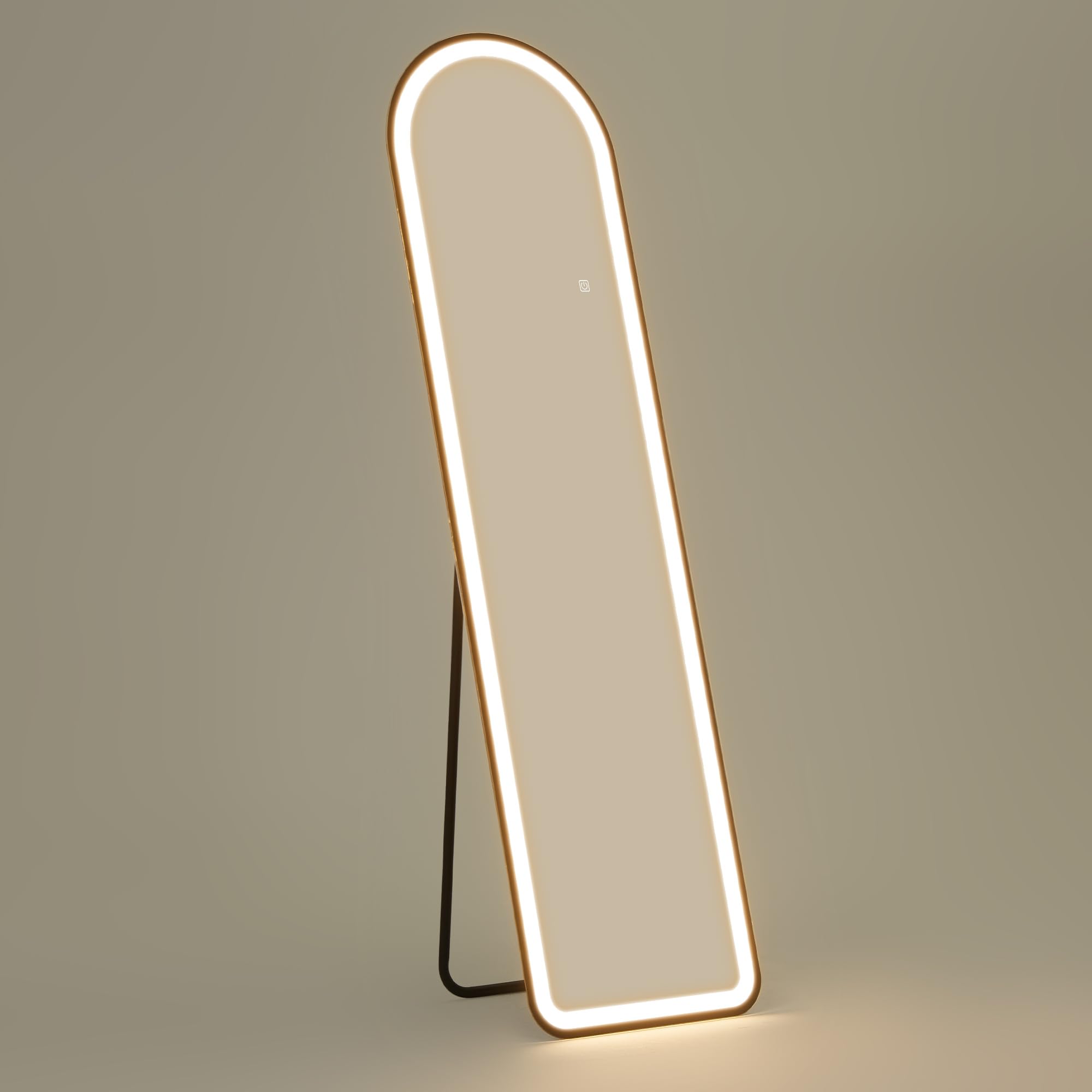 HOMCOM Espejo de Cuerpo Entero, 150 x 40 cm Espejo de pie con iluminación LED, 3 Colores de luz, Espejo de Pared con Soporte, Interruptor táctil, para Dormitorio, salón, Negro