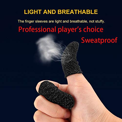 Image of Thumb & Finger Sleeve for Mobile Game with Super Conductive Fiber Fabric, Anti-Sweat & Breathable for PUBG, Garena Free Fire, Rules of Survival, Knives Out, COD Mobile (3 Pair-6 pcs With Black Pouch)