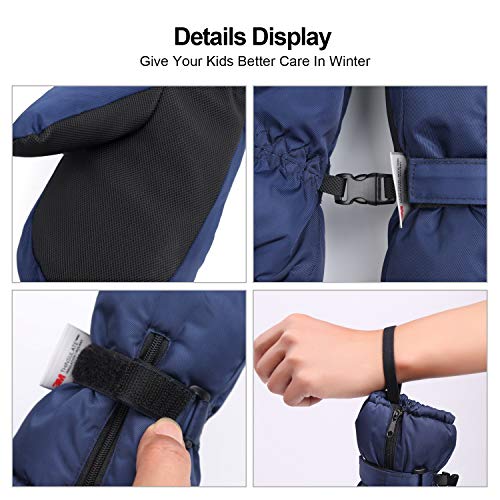 7-Mi Kids Mitten Winter, Snow Gloves For Skiing & Snowboarding Lined Warm Long Cuff With String For 4-6 Years Boys & Girls #TOP5