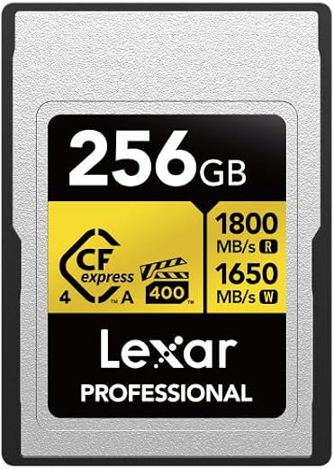 Lexar Professional Gold Series CFexpress 4.0 Type A Card 256GB, CFe Card up to 1800MB/s Read, VPG400, 8K Video CF Card, Me...
