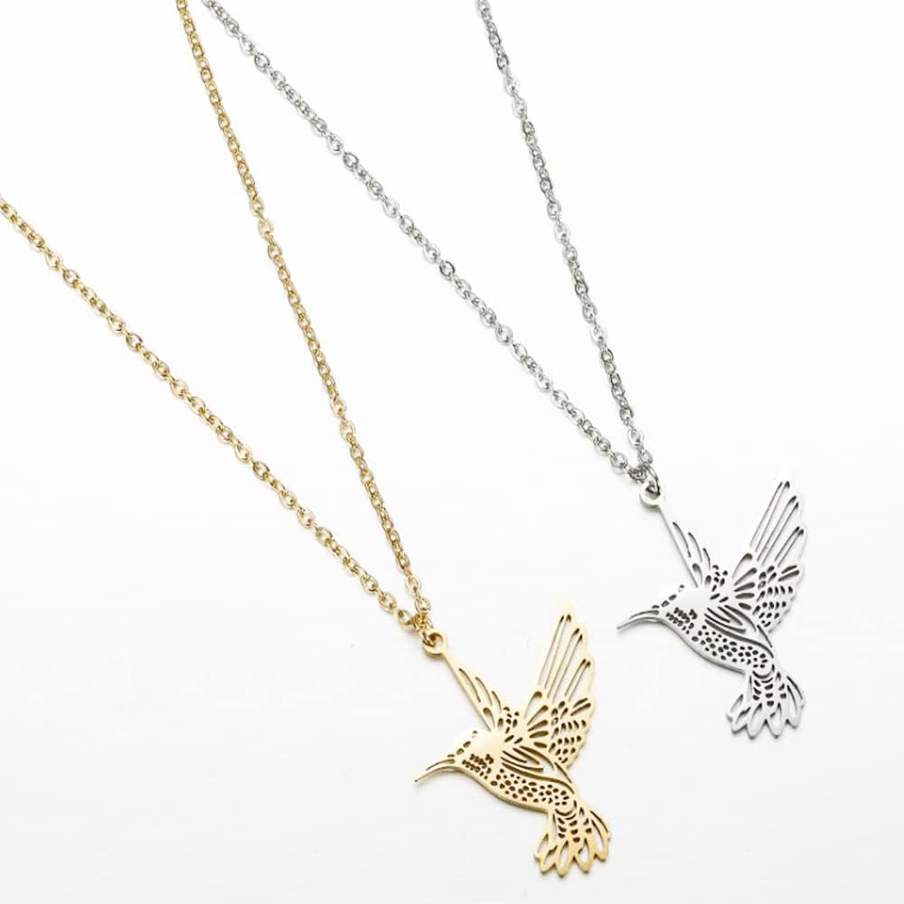 Stainless Steel Hummingbird Pendant Necklace,Cute Animal Swallow Bird Clavicle Necklace Hollow Sky Bird Necklace Jewelry for Women Men - Image 4