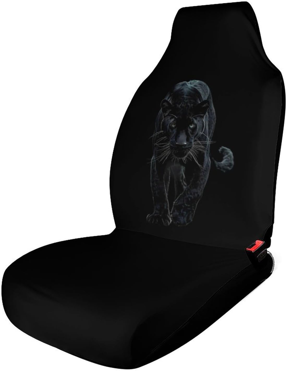 Animal Black Leopard Car Seat Covers Automotive Seat Covers Car Seat Protector Auto Front Seats Protector for Most Cars 2PCS