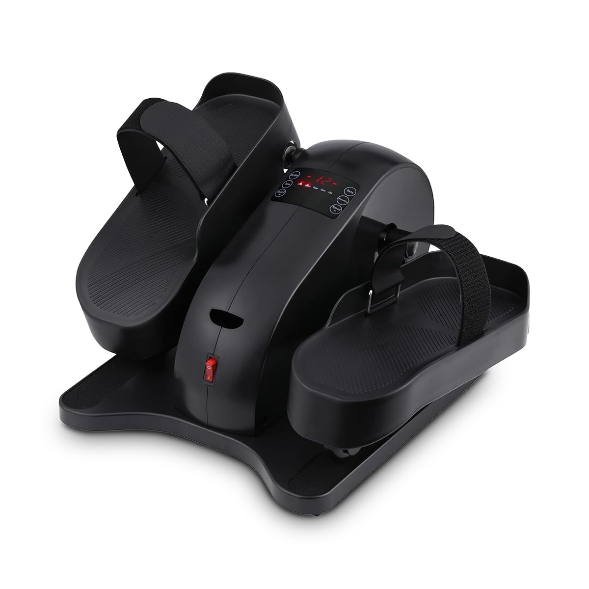 NK Mini Ellittica Elettrica con Telecomando, Pedalatore Silenzioso per Casa o Ufficio, 12 Livelli, Display LCD, Allenamento Passivo, Compatto, Nero