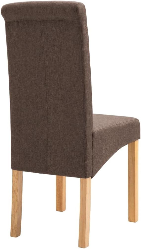 vidaXL Dining Chairs 4 Pcs, Side Chair with Wood Frame, Upholstered Fabric Accent Chair for Home Kitchen Living Room, Brown Fabric