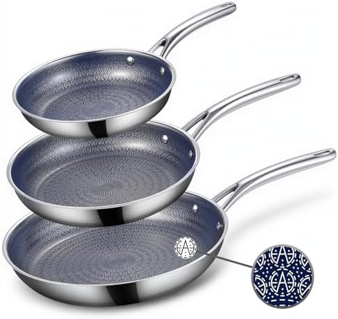 Ammeloo Hybrid Tri-Ply Stainless Steel Frying Pan Set, 8"/9.5"/11...