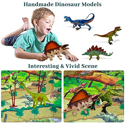 YUNKE Dinosaurier Spielzeug Set mit Aktivitätsspielmatte 31 x 27 Zoll & Bäume, 10 Stück Realistisches Dinosaurier… – Bild 3